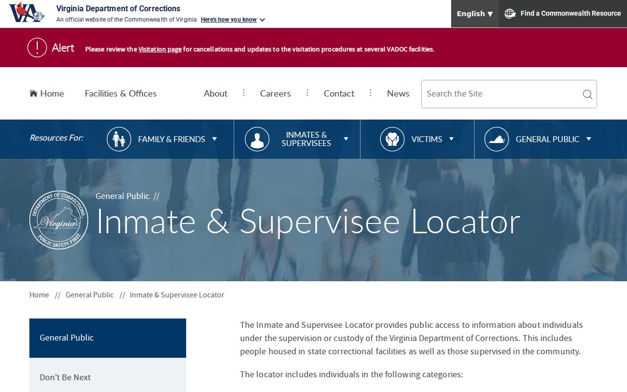 Arlington County arrest history follow-up through the Virginia inmate locator