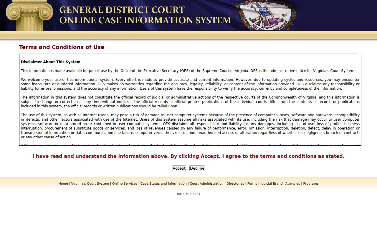 General District search for Arlington County criminal court cases