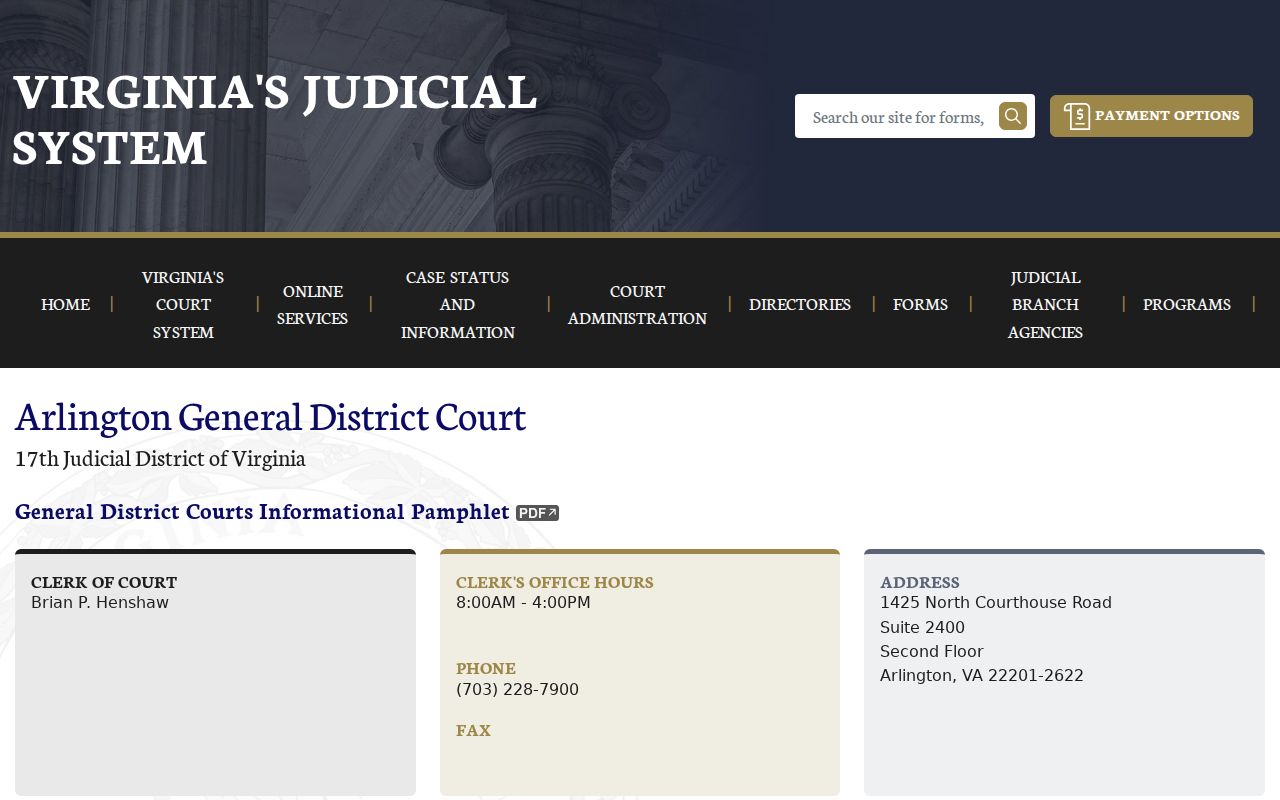 Arlington County criminal court cases at General District Court