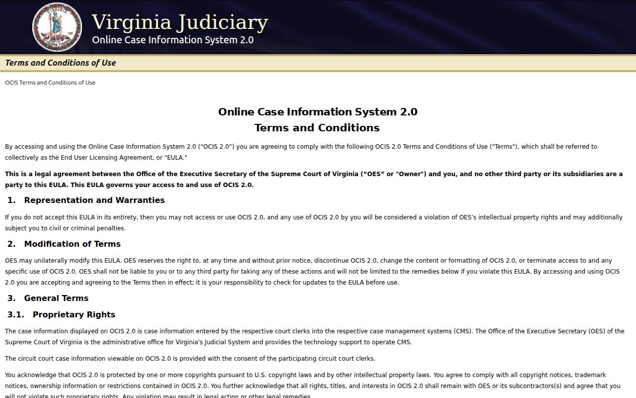 Circuit search for Arlington County criminal court case records