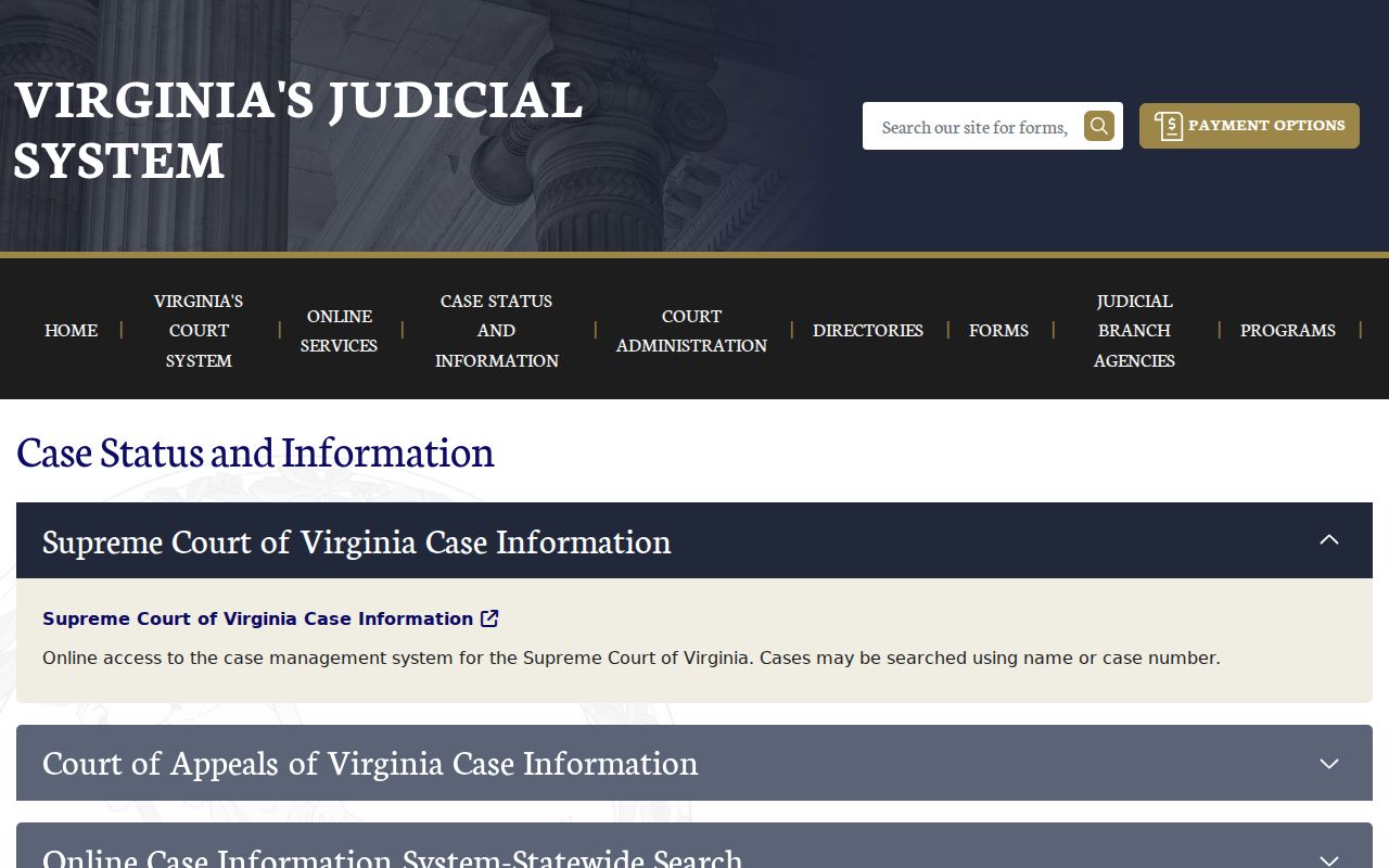 Virginia case information for Arlington County criminal court records
