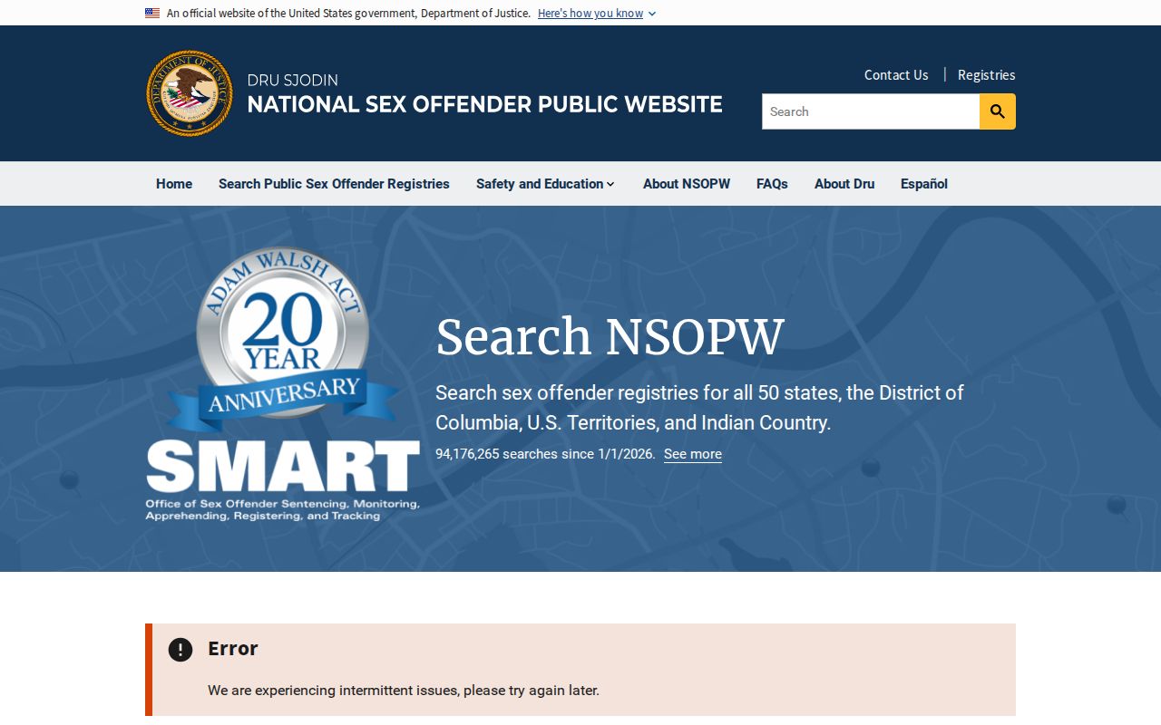 Arlington County sex offender check through the national NSOPW search